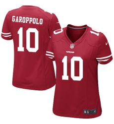 Women's Nike San Francisco 49ers #10 Jimmy Garoppolo Game Red Team Color NFL Jersey