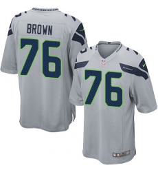 Men's Nike Seattle Seahawks #76 Duane Brown Game Grey Alternate NFL Jersey