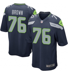 Men's Nike Seattle Seahawks #76 Duane Brown Game Navy Blue Team Color NFL Jersey