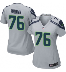 Women's Nike Seattle Seahawks #76 Duane Brown Game Grey Alternate NFL Jersey