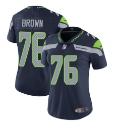 Women's Nike Seattle Seahawks #76 Duane Brown Navy Blue Team Color Vapor Untouchable Elite Player NFL Jersey