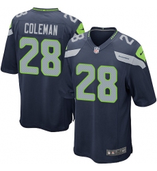 Men's Nike Seattle Seahawks #28 Justin Coleman Game Navy Blue Team Color NFL Jersey