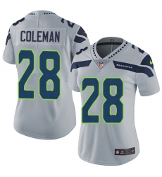 Women's Nike Seattle Seahawks #28 Justin Coleman Grey Alternate Vapor Untouchable Elite Player NFL Jersey