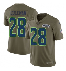 Youth Nike Seattle Seahawks #28 Justin Coleman Limited Olive 2017 Salute to Service NFL Jersey
