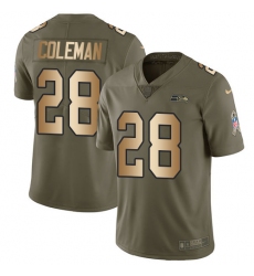 Youth Nike Seattle Seahawks #28 Justin Coleman Limited Olive/Gold 2017 Salute to Service NFL Jersey