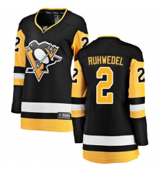 Women's Pittsburgh Penguins #2 Chad Ruhwedel Fanatics Branded Black Home Breakaway NHL Jersey