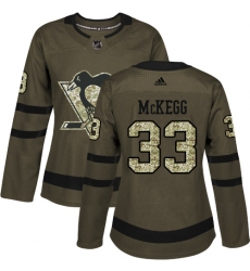 Women's Adidas Pittsburgh Penguins #33 Greg McKegg Authentic Green Salute to Service NHL Jersey