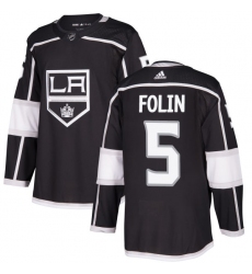 Men's Adidas Los Angeles Kings #5 Christian Folin Premier Black Home NHL Jersey