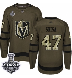 Men's Adidas Vegas Golden Knights #47 Luca Sbisa Authentic Green Salute to Service 2018 Stanley Cup Final NHL Jersey