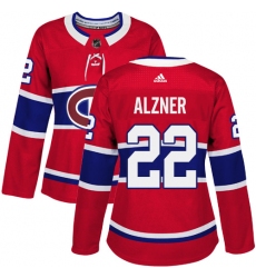 Women's Adidas Montreal Canadiens #22 Karl Alzner Authentic Red Home NHL Jersey