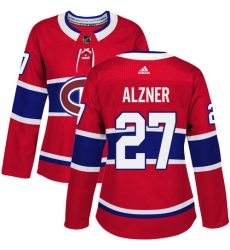 Women's Adidas Montreal Canadiens #27 Karl Alzner Authentic Red Home NHL Jersey