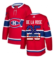 Men's Adidas Montreal Canadiens #25 Jacob de la Rose Authentic Red USA Flag Fashion NHL Jersey