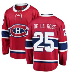 Men's Montreal Canadiens #25 Jacob de la Rose Authentic Red Home Fanatics Branded Breakaway NHL Jersey