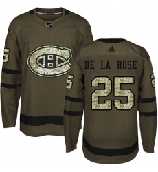 Youth Adidas Montreal Canadiens #25 Jacob de la Rose Premier Green Salute to Service NHL Jersey