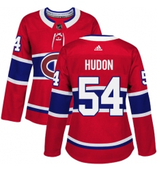 Women's Adidas Montreal Canadiens #54 Charles Hudon Premier Red Home NHL Jersey