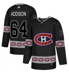 Men's Adidas Montreal Canadiens #64 Jeremiah Addison Authentic Black Team Logo Fashion NHL Jersey