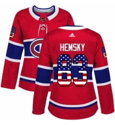 Women's Adidas Montreal Canadiens #83 Ales Hemsky Authentic Red USA Flag Fashion NHL Jersey