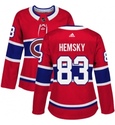 Women's Adidas Montreal Canadiens #83 Ales Hemsky Premier Red Home NHL Jersey