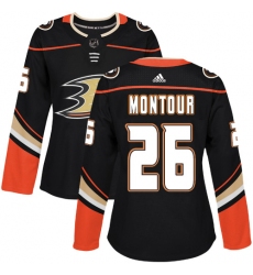 Women's Adidas Anaheim Ducks #26 Brandon Montour Premier Black Home NHL Jersey