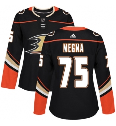 Women's Adidas Anaheim Ducks #75 Jaycob Megna Premier Black Home NHL Jersey