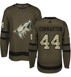 Men's Adidas Arizona Coyotes #44 Kevin Connauton Authentic Green Salute to Service NHL Jersey