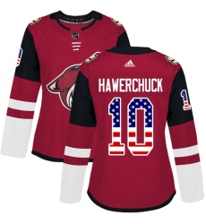 Women's Adidas Arizona Coyotes #10 Dale Hawerchuck Authentic Red USA Flag Fashion NHL Jersey