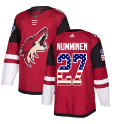 Men's Adidas Arizona Coyotes #27 Teppo Numminen Authentic Red USA Flag Fashion NHL Jersey