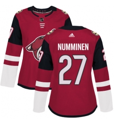 Women's Adidas Arizona Coyotes #27 Teppo Numminen Premier Burgundy Red Home NHL Jersey