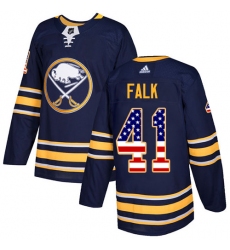 Men's Adidas Buffalo Sabres #41 Justin Falk Authentic Navy Blue USA Flag Fashion NHL Jersey