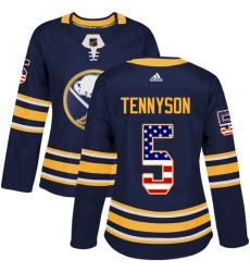Women's Adidas Buffalo Sabres #5 Matt Tennyson Authentic Navy Blue USA Flag Fashion NHL Jersey