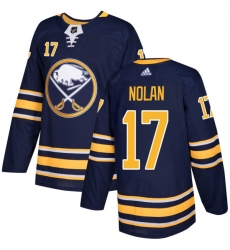 Men's Adidas Buffalo Sabres #17 Jordan Nolan Authentic Navy Blue Home NHL Jersey