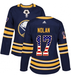 Women's Adidas Buffalo Sabres #17 Jordan Nolan Authentic Navy Blue USA Flag Fashion NHL Jersey