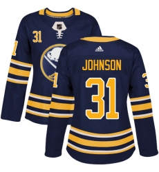 Women's Adidas Buffalo Sabres #31 Chad Johnson Premier Navy Blue Home NHL Jersey