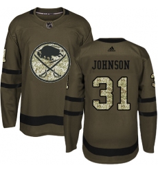 Youth Adidas Buffalo Sabres #31 Chad Johnson Premier Green Salute to Service NHL Jersey