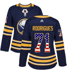 Women's Adidas Buffalo Sabres #71 Evan Rodrigues Authentic Navy Blue USA Flag Fashion NHL Jersey