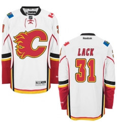 Youth Reebok Calgary Flames #31 Eddie Lack Authentic White Away NHL Jersey