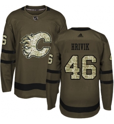 Youth Reebok Calgary Flames #46 Marek Hrivik Premier Green Salute to Service NHL Jersey