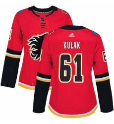 Women's Adidas Calgary Flames #61 Brett Kulak Authentic Red Home NHL Jersey