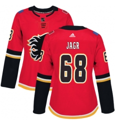 Women's Adidas Calgary Flames #68 Jaromir Jagr Premier Red Home NHL Jersey