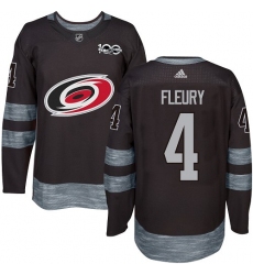 Men's Adidas Carolina Hurricanes #4 Haydn Fleury Authentic Black 1917-2017 100th Anniversary NHL Jersey