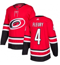 Men's Adidas Carolina Hurricanes #4 Haydn Fleury Authentic Red Home NHL Jersey