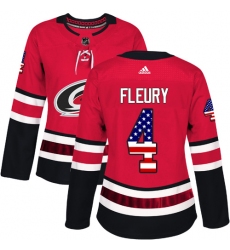 Women's Adidas Carolina Hurricanes #4 Haydn Fleury Authentic Red USA Flag Fashion NHL Jersey