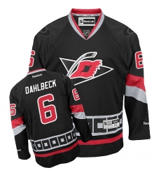Youth Reebok Carolina Hurricanes #6 Klas Dahlbeck Authentic Black Third NHL Jersey
