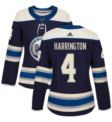 Women's Adidas Columbus Blue Jackets #4 Scott Harrington Authentic Navy Blue Alternate NHL Jersey