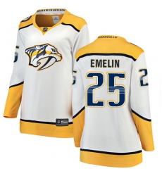 Women's Nashville Predators #25 Alexei Emelin Fanatics Branded White Away Breakaway NHL Jersey