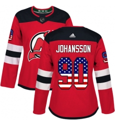 Women's Adidas New Jersey Devils #90 Marcus Johansson Authentic Red USA Flag Fashion NHL Jersey