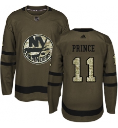 Men's Adidas New York Islanders #11 Shane Prince Premier Green Salute to Service NHL Jersey