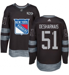Men's Adidas New York Rangers #51 David Desharnais Authentic Black 1917-2017 100th Anniversary NHL Jersey