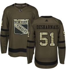 Men's Adidas New York Rangers #51 David Desharnais Authentic Green Salute to Service NHL Jersey