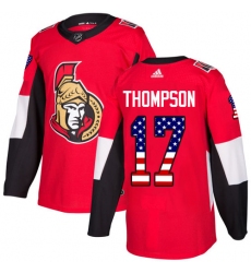 Men's Adidas Ottawa Senators #17 Nate Thompson Authentic Red USA Flag Fashion NHL Jersey